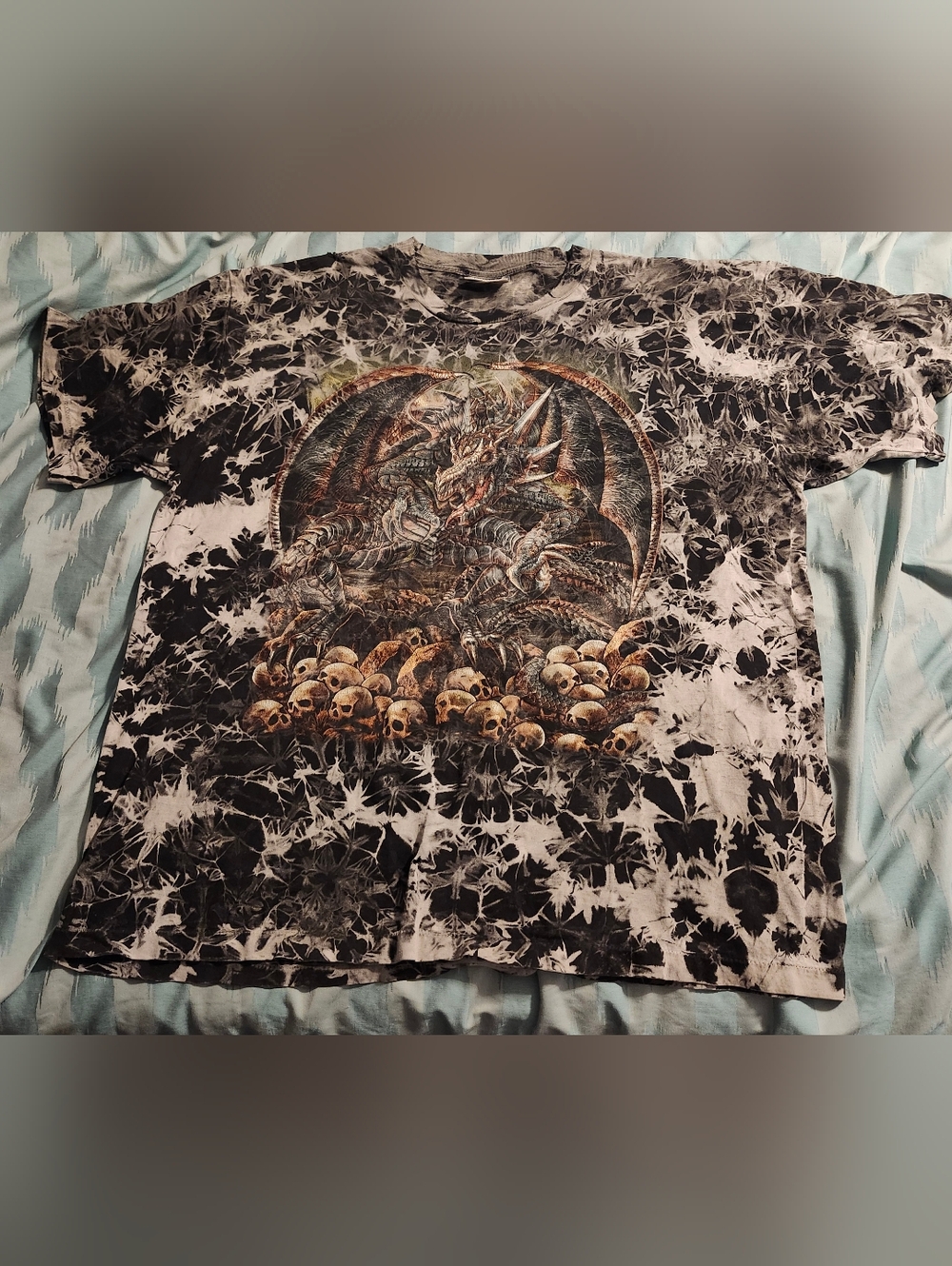 VTG The Roxx Dragon and Skulls Graphic T-Shirt Single Stitch Double Side‎  2XL